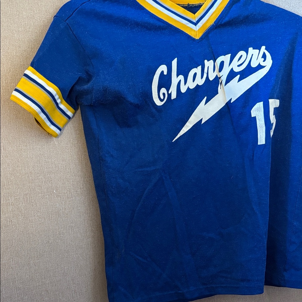 FINAL MARKDOWN Blue and Yellow Kids Chargers Jersey large